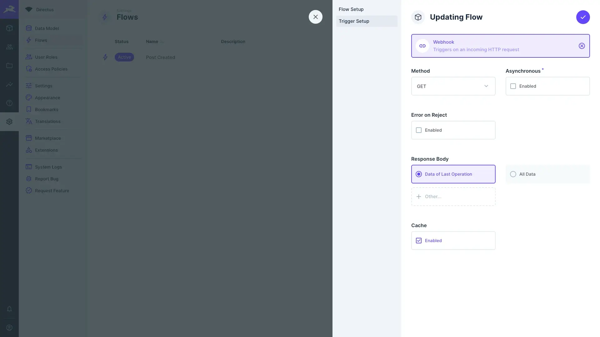 Webhook trigger setup
